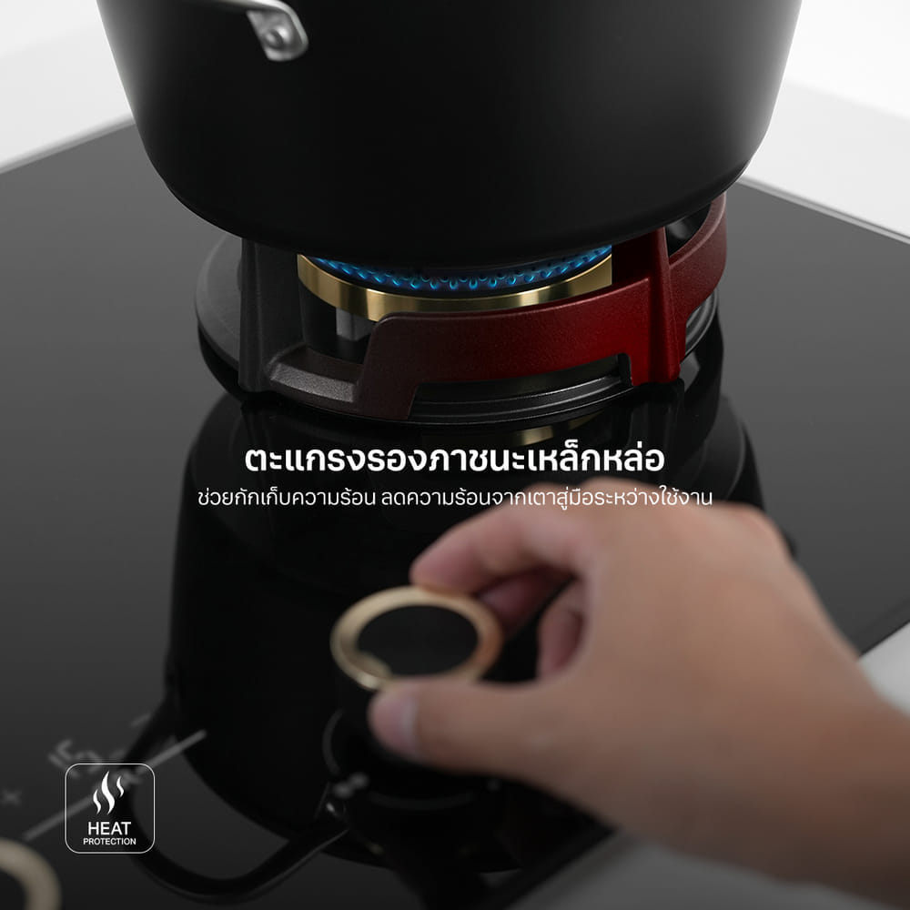 เตาฝังแก๊ส 4 หัว ฐานกระจกนิรภัย EVE HB78-SBH289/BG 78 ซม. สีดำ